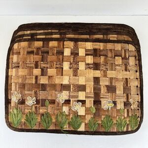 8 Vintage Straw Basketweave Placemats Set Handmade Cottagecore Farmhouse Unique